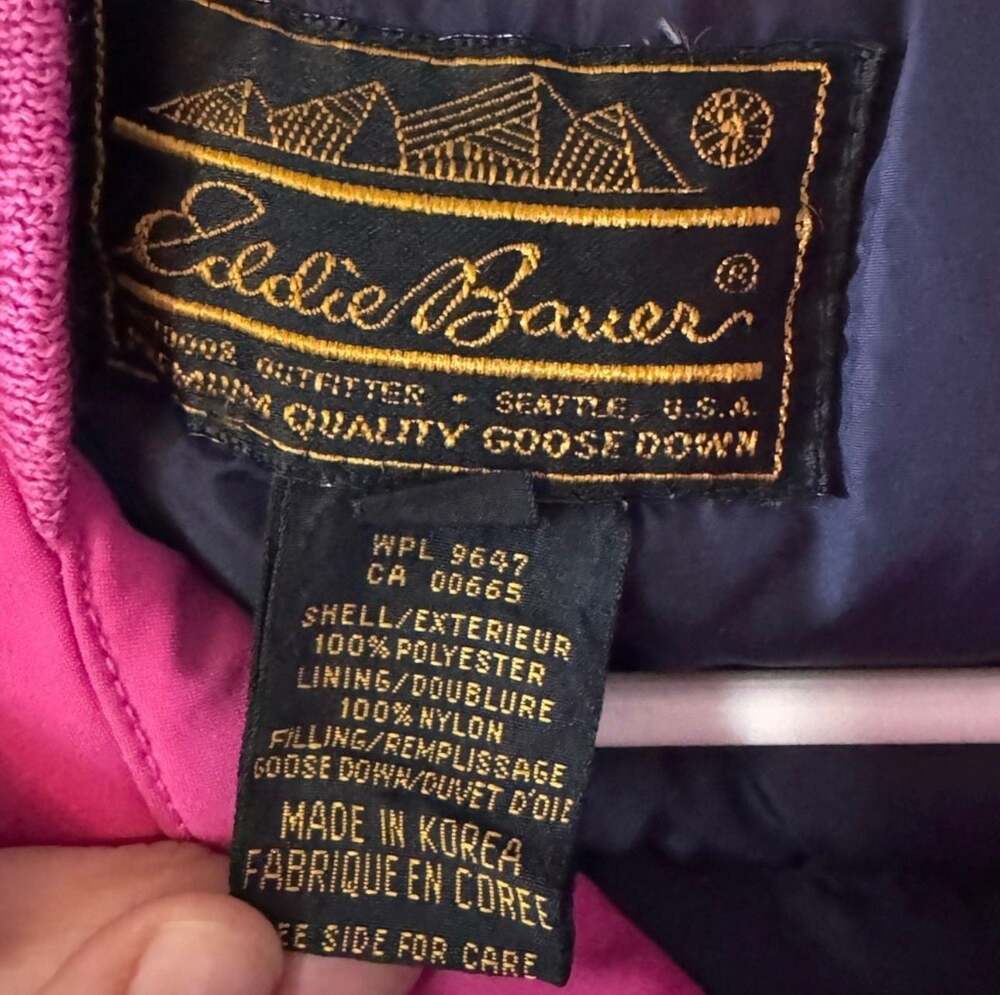 Vintage Eddie Bauer Goose Down Ski Jacket 90s Colorblock Puffer Coat Retro Y2K - Picture 6 of 14